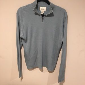 Field Manor 1/4 Zip Sweater 100% Silk Size XL Blue